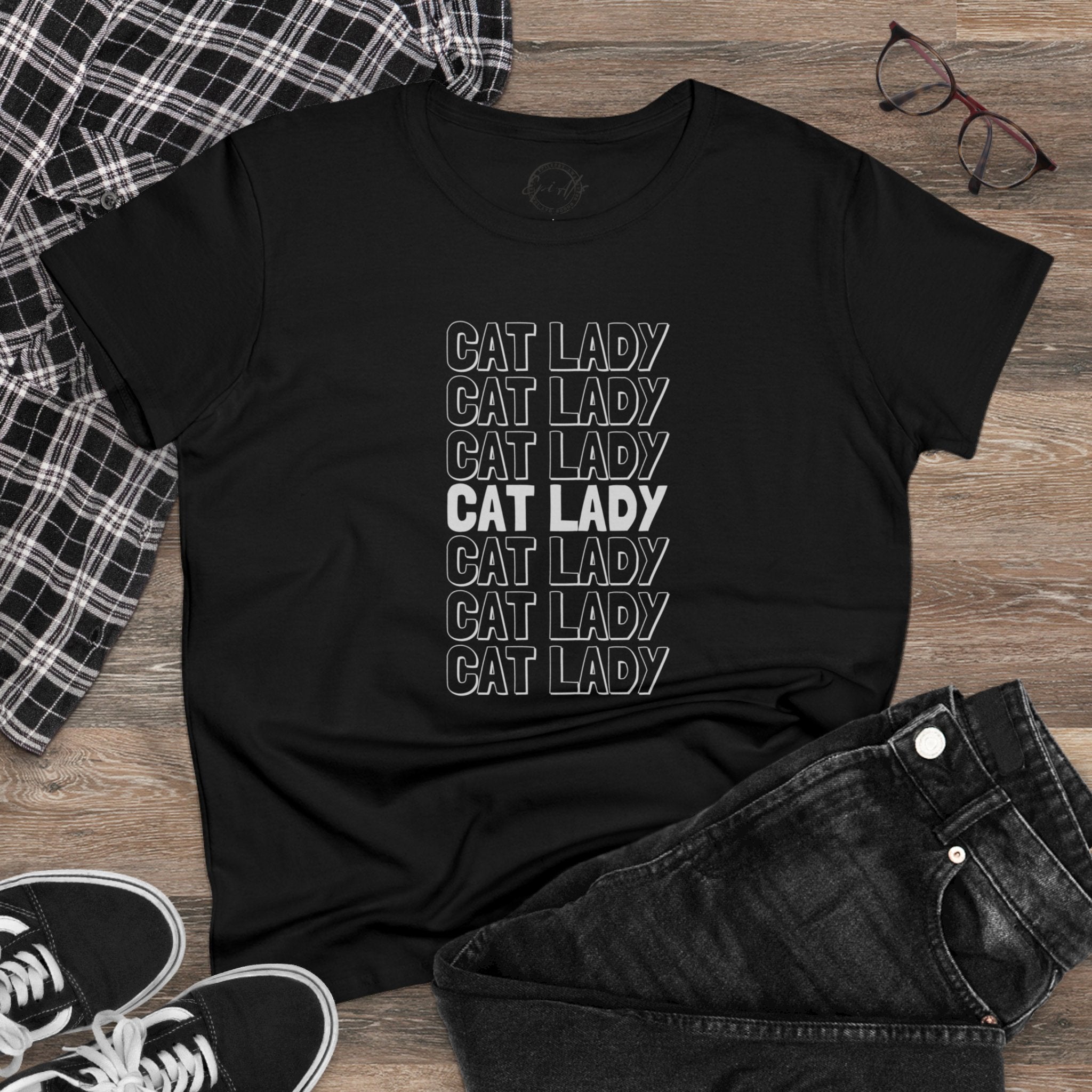 Cat Lady Women's Midweight Cotton Tee - T - Shirt - Epileptic Al’s Shop