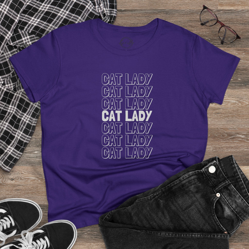 Cat Lady Women's Midweight Cotton Tee - T - Shirt - Epileptic Al’s Shop