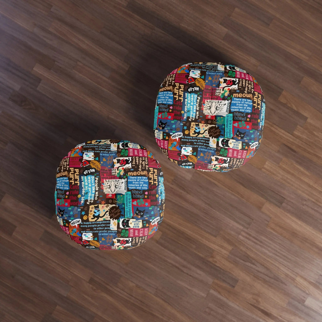 Cat Lover Tufted Floor Pillow - Round Decorative Cushion with Fun Cat Quotes - Decor, Home, Pillows - EpiAl's Shop