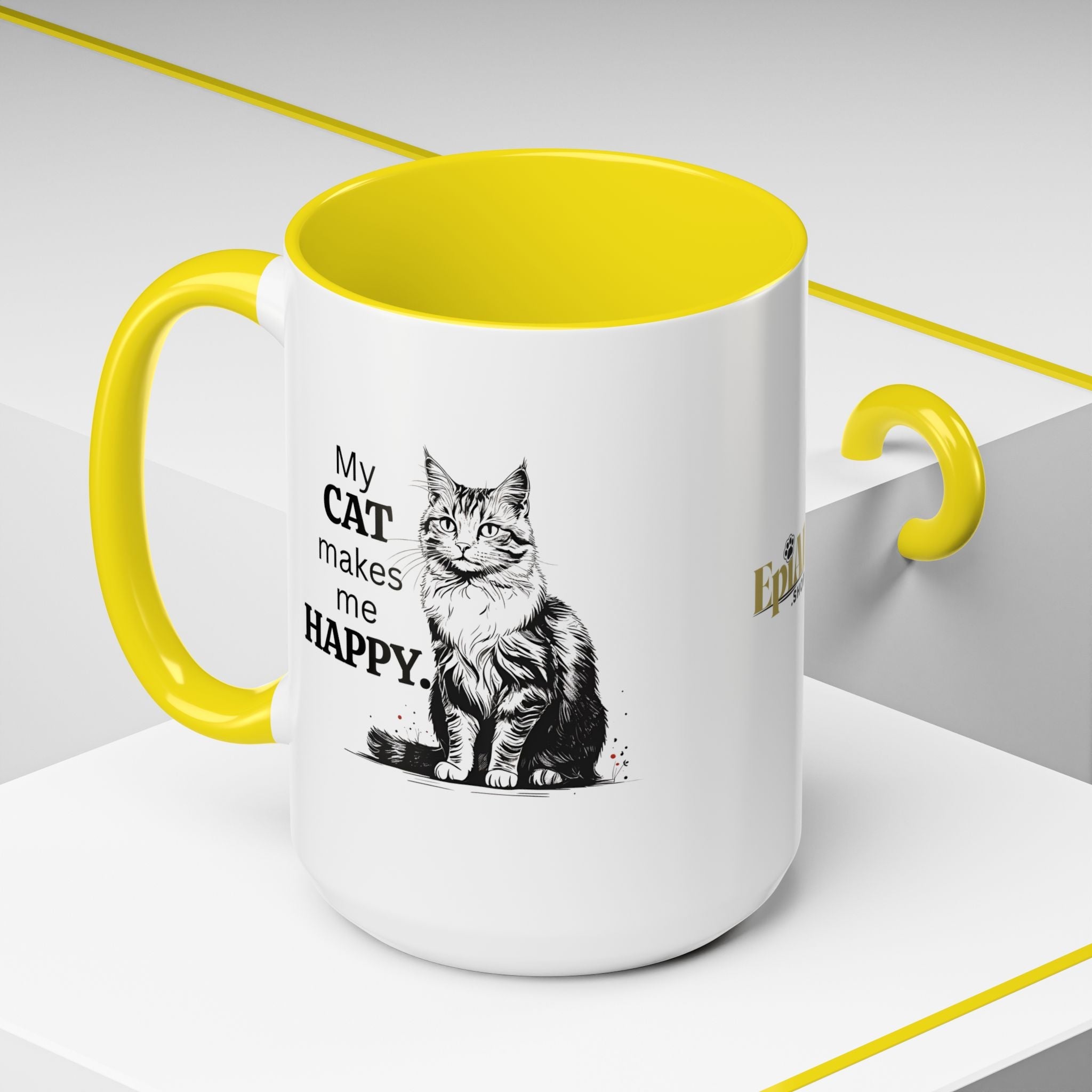 Cat Lover's Accent Coffee Mug: Perfect Gift for Cat Owners - Drinkware, Coffee Mugs - EpiAl's Shop