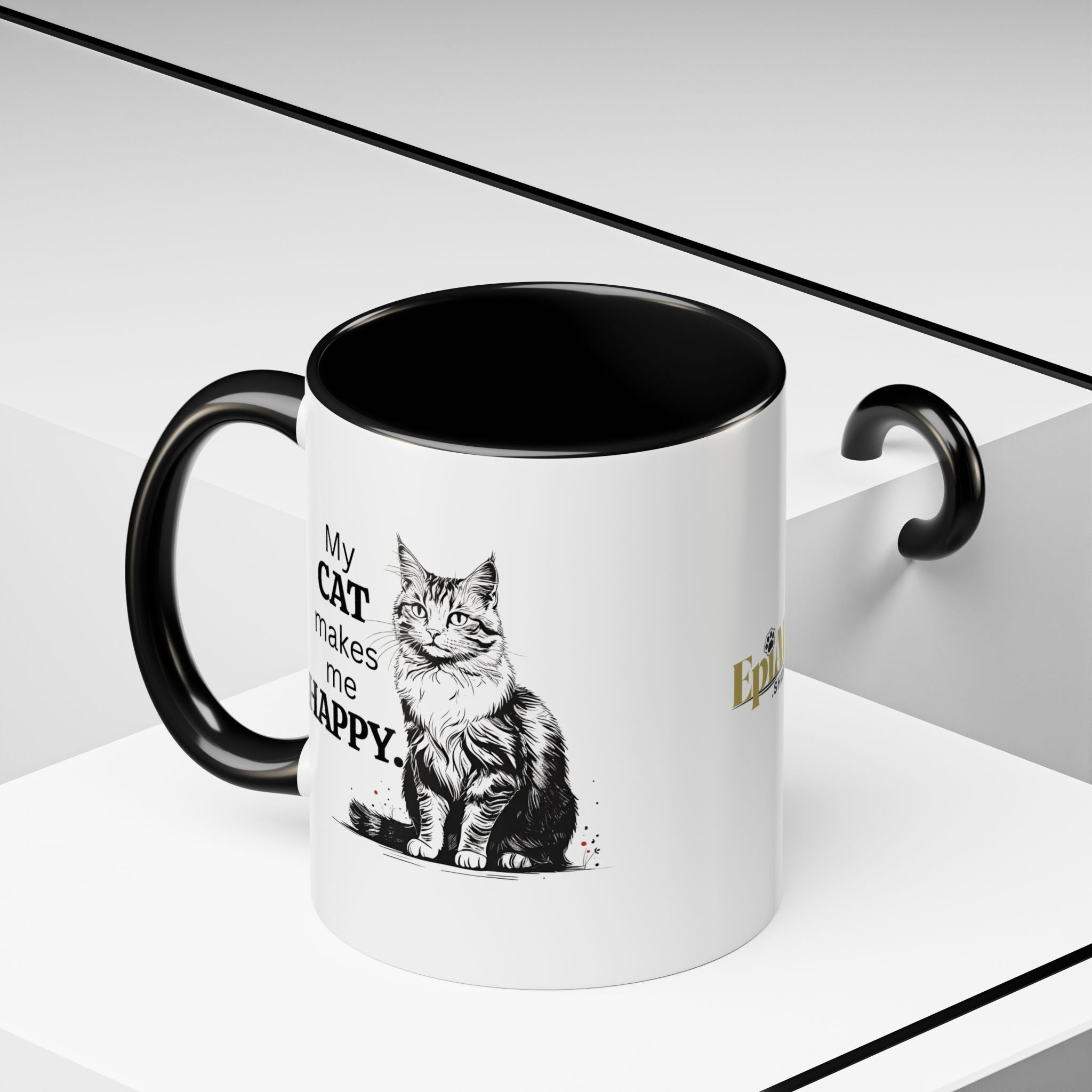 Cat Lover's Accent Coffee Mug: Perfect Gift for Cat Owners - Drinkware, Coffee Mugs - EpiAl's Shop