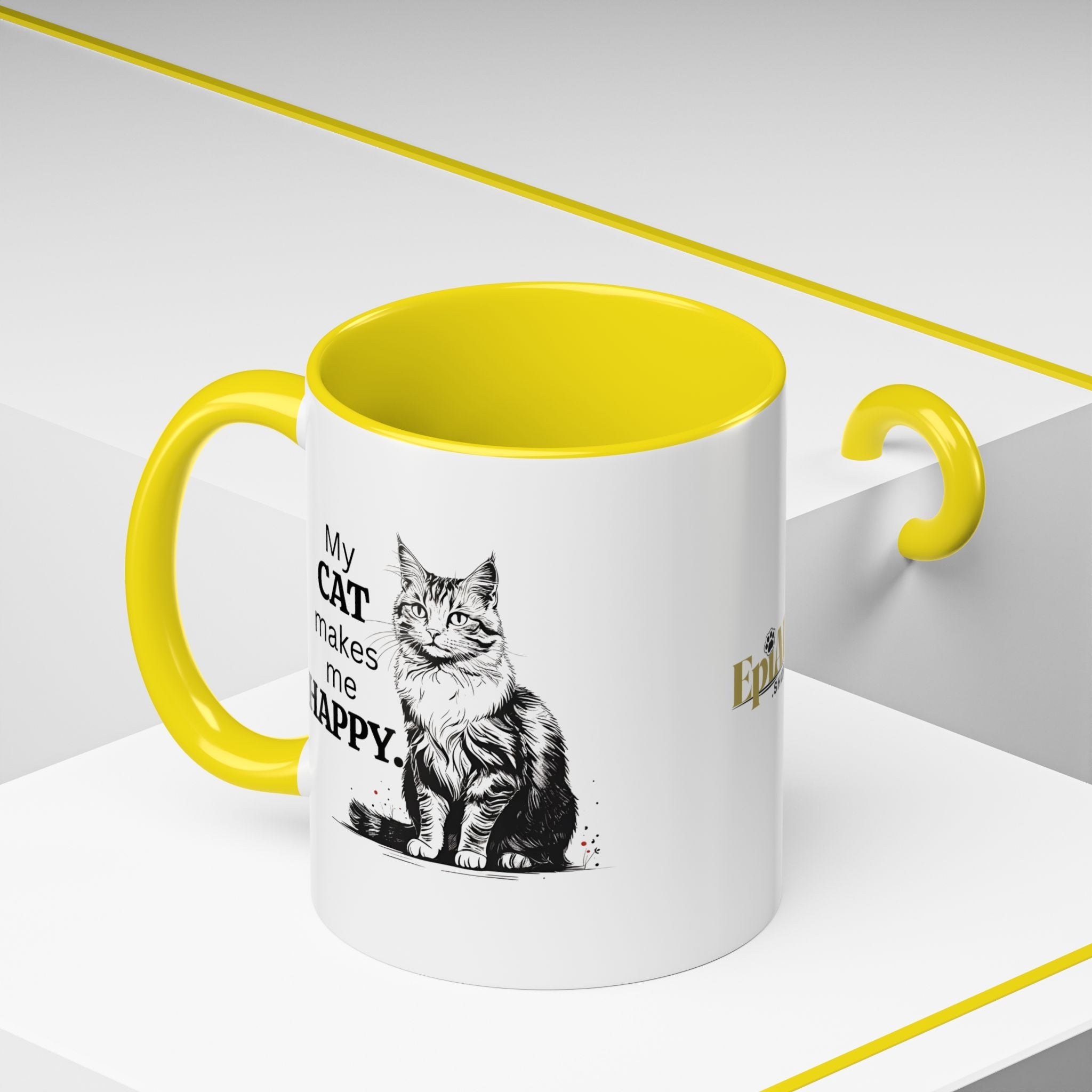 Cat Lover's Accent Coffee Mug: Perfect Gift for Cat Owners - Drinkware, Coffee Mugs - EpiAl's Shop