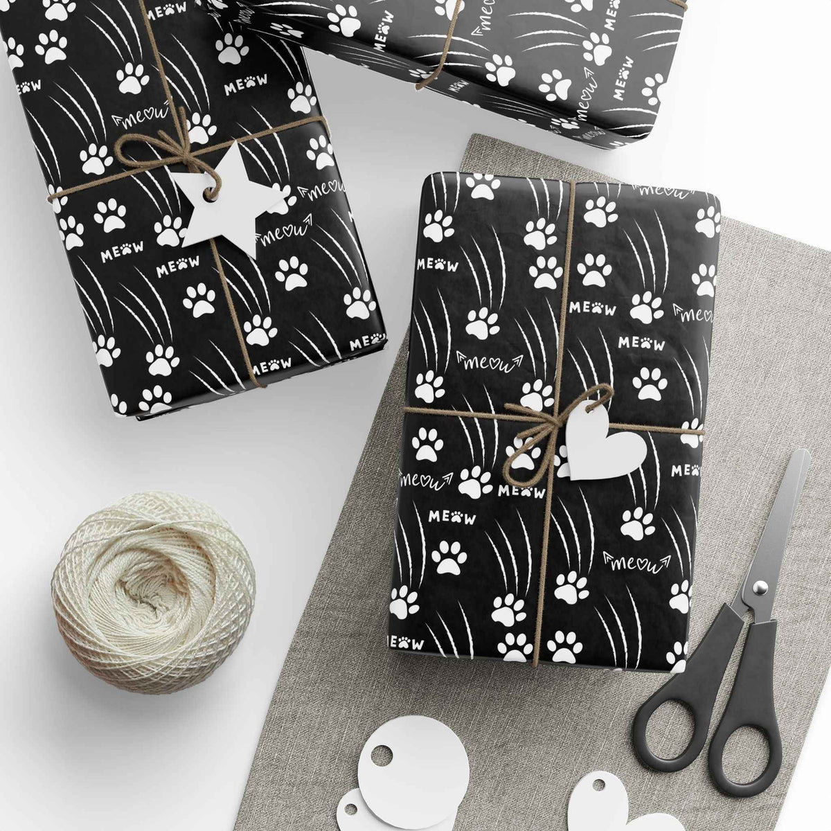Cat Paw Scratch Gift Wrap – Black & White - Gift Wrap, Paper - EpiAl's Shop