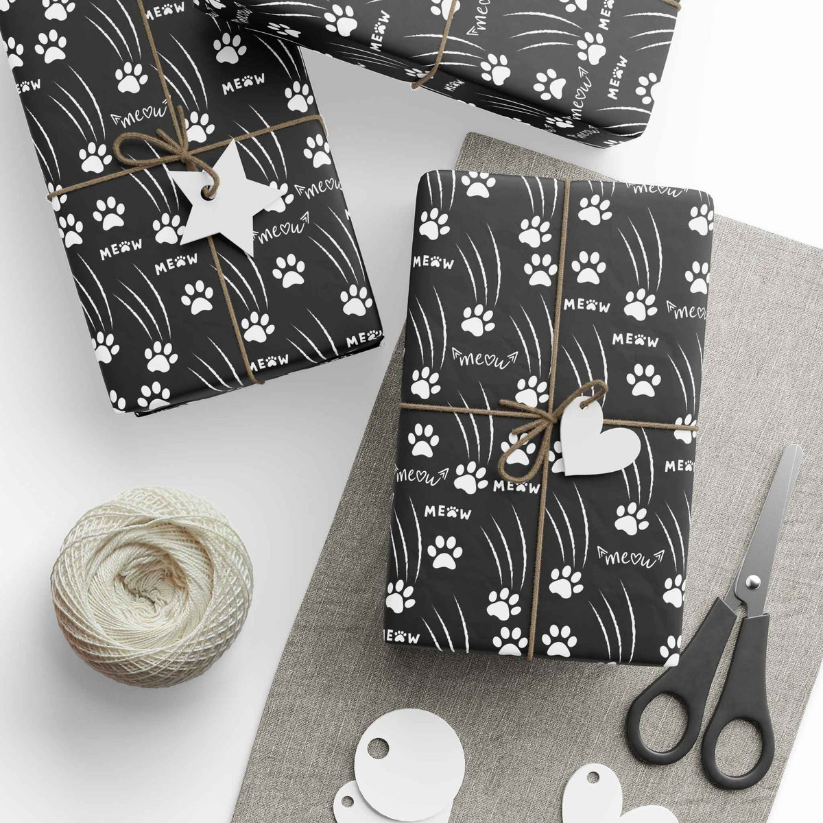 Cat Paw Scratch Gift Wrap – Black & White - Gift Wrap, Paper - EpiAl's Shop
