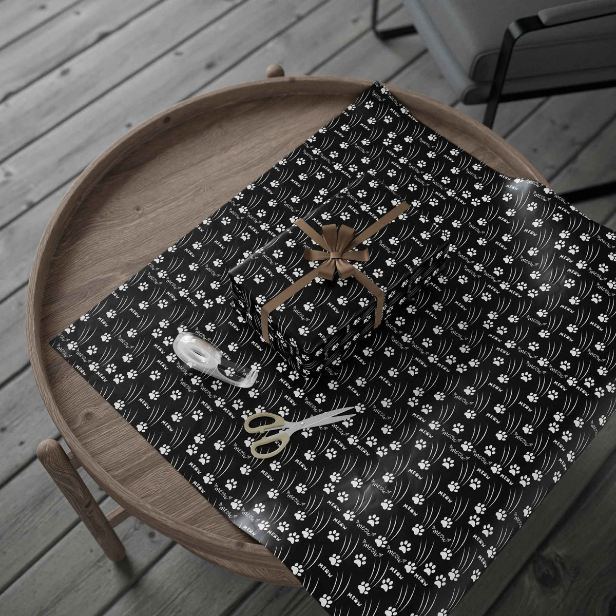 Cat Paw Scratch Gift Wrap – Black & White - Gift Wrap, Paper - EpiAl's Shop