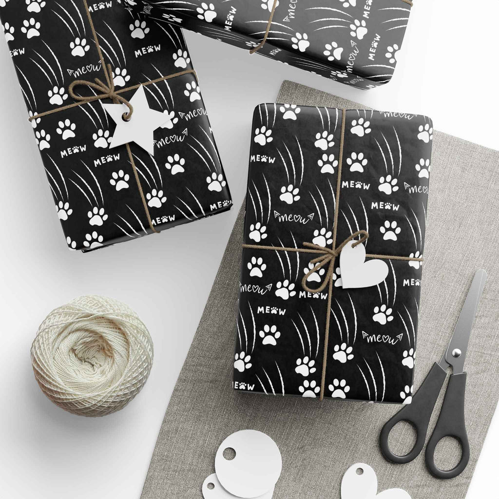 Cat Paw Scratch Gift Wrap – Black & White - Gift Wrap, Paper - EpiAl's Shop