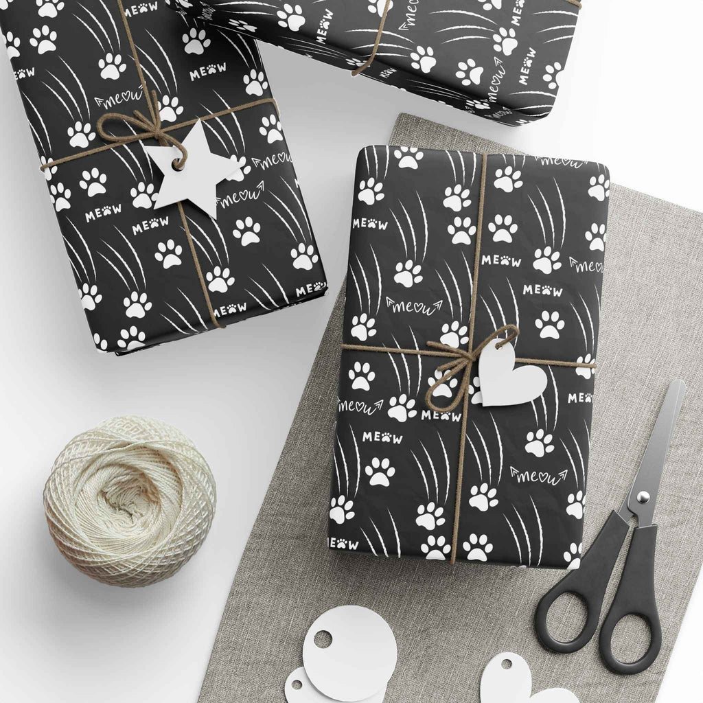 Cat Paw Scratch Gift Wrap – Black & White - Gift Wrap, Paper - EpiAl's Shop