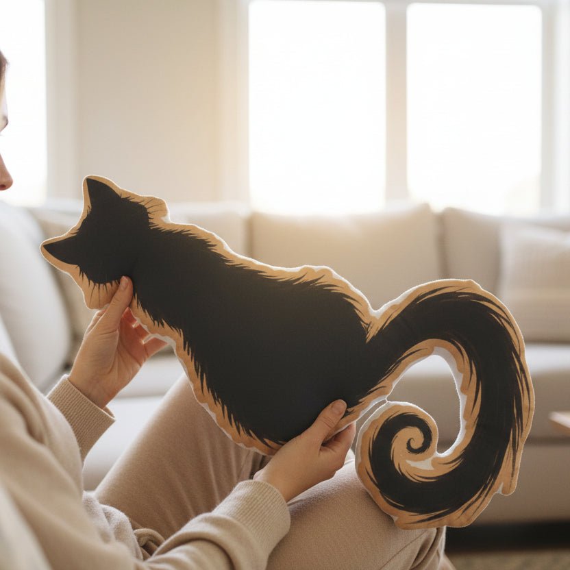 Cat Silhouette Pillow — Ink, Elegance, and a Little Attitude - Decor, Pillows, Shaped - EpiAl's Shop