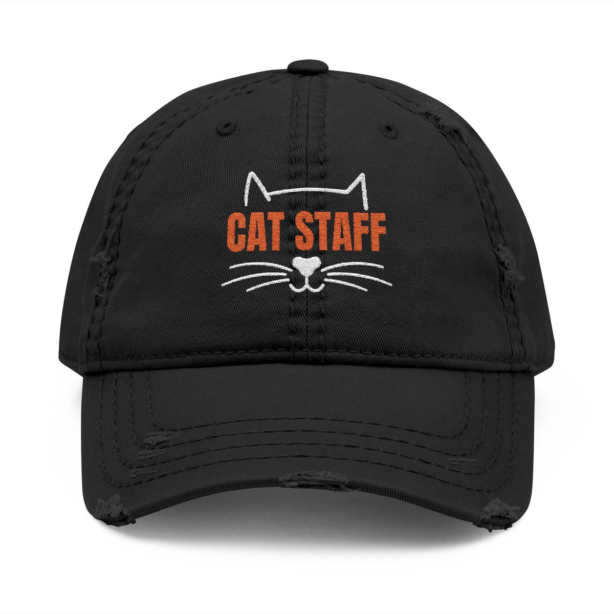 CAT STAFF Distressed Dad Hat | Funny Cat Lover Embroidered Cap - Hats, Baseball & Trucker - EpiAl's Shop