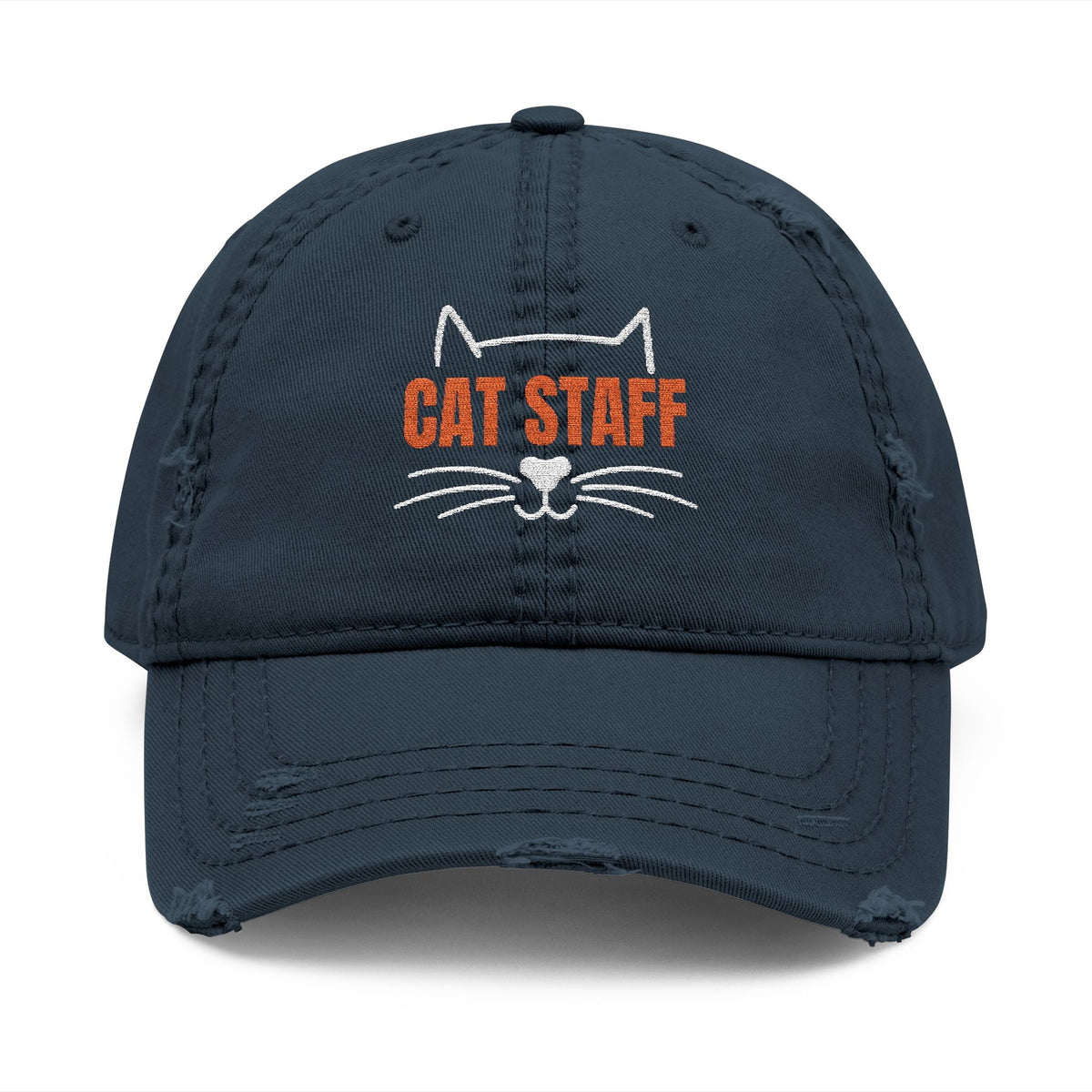 CAT STAFF Distressed Dad Hat | Funny Cat Lover Embroidered Cap - Hats, Baseball & Trucker - EpiAl's Shop