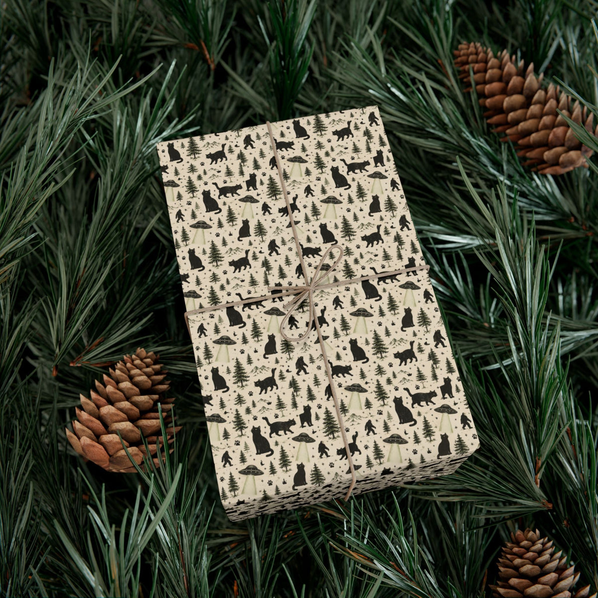 Cat, UFO & Bigfoot Wrapping Paper | Cryptid Cat Gift Wrap | Funny All-Occasion Wrap - Gift Wrap, Paper - EpiAl's Shop