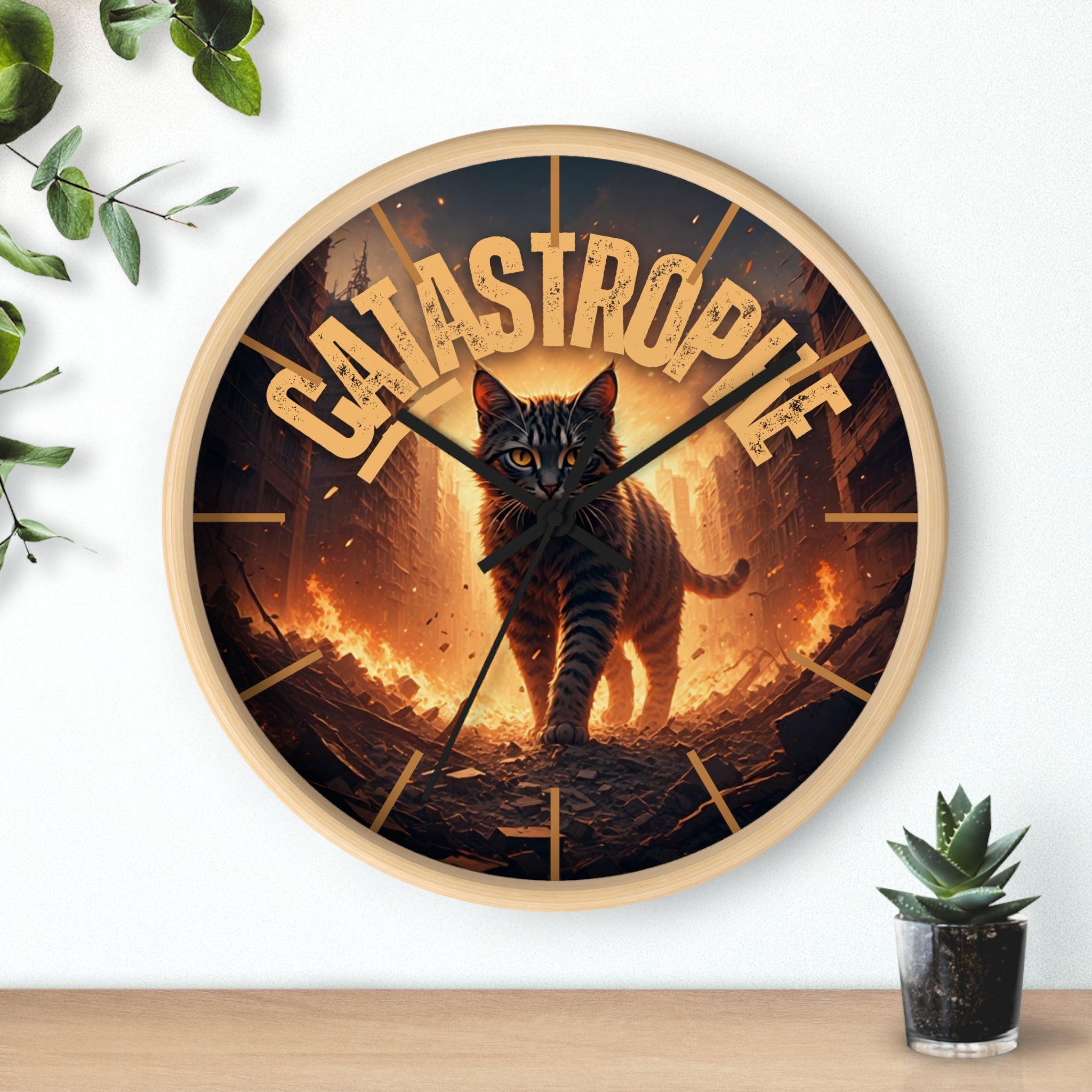 Catastrophe Cat Wall Clock, Unique Home Decor - Decor, Home, Wall Clocks - EpiAl's Shop