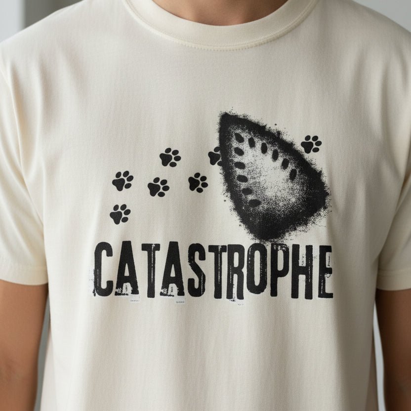Catastrophe Iron Burn Graphic T-Shirt | Funny Cat Pun Shirt | Distressed Grunge Cat Tee - Clothing, Unisex, T-Shirts - EpiAl's Shop