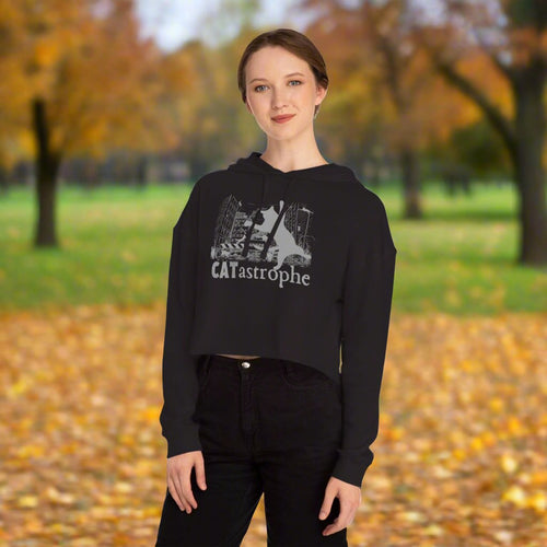 CATastrophe Women's Cropped Hooded Sweatshirt - Hoodie - EpiAl's Shop