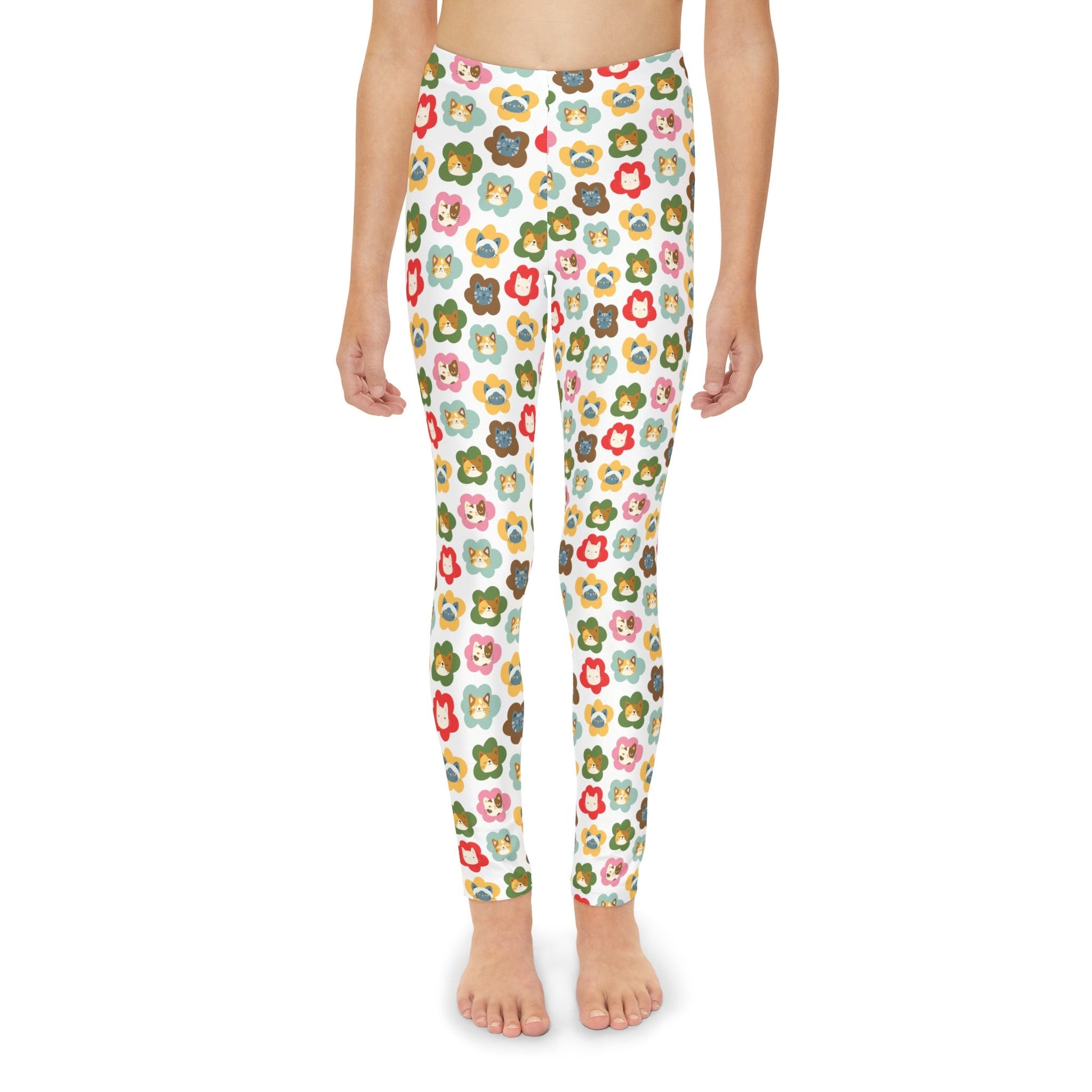 Cats in Flowers Youth Full - Length Leggings - All Over Prints - Epileptic Al’s Shop