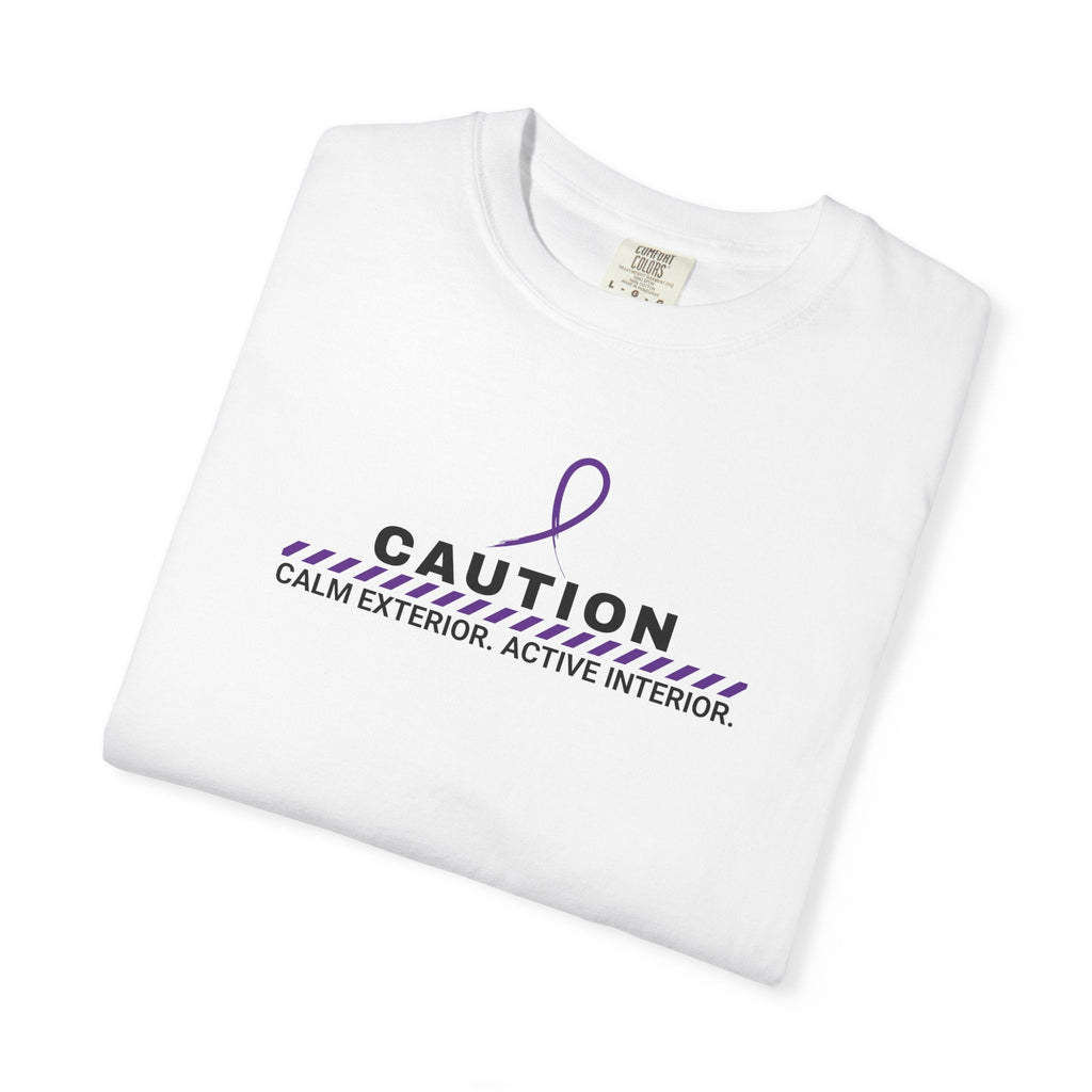 Caution: Calm Exterior. Active Interior. – Epilepsy Awareness T-Shirt - Clothing, Unisex, T-Shirts - EpiAl's Shop