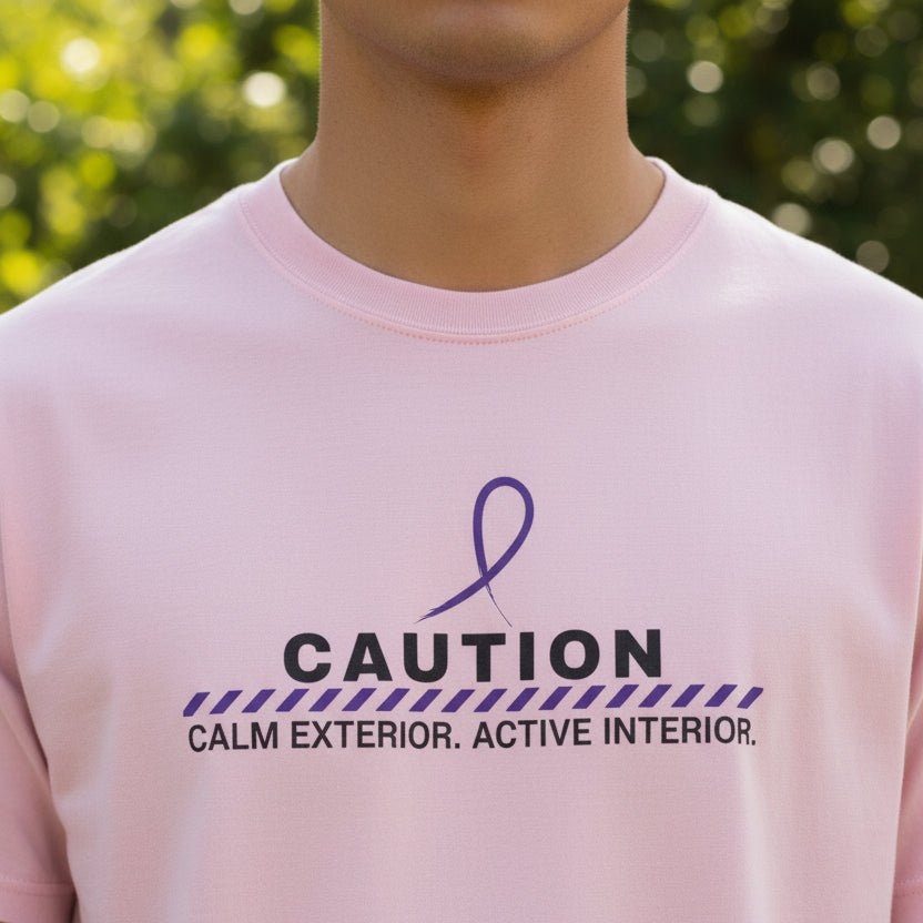 Caution: Calm Exterior. Active Interior. – Epilepsy Awareness T-Shirt - Clothing, Unisex, T-Shirts - EpiAl's Shop