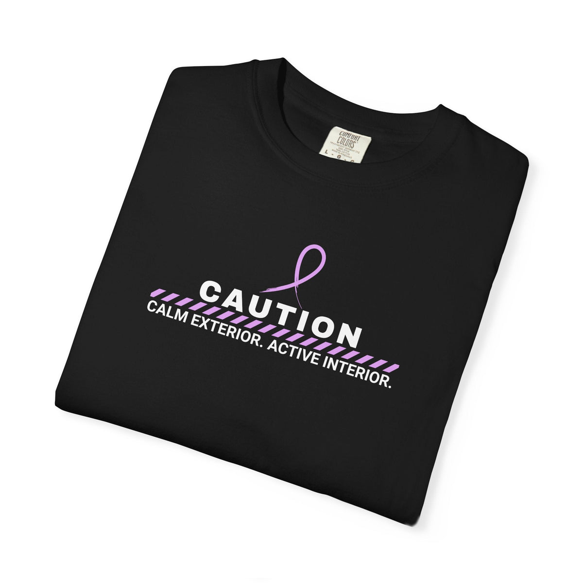 Caution: Calm Exterior. Active Interior. – Epilepsy Awareness T-Shirt - Clothing, Unisex, T-Shirts - EpiAl's Shop