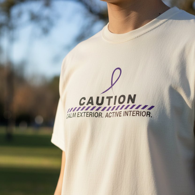Caution: Calm Exterior. Active Interior. – Epilepsy Awareness T-Shirt - Clothing, Unisex, T-Shirts - EpiAl's Shop