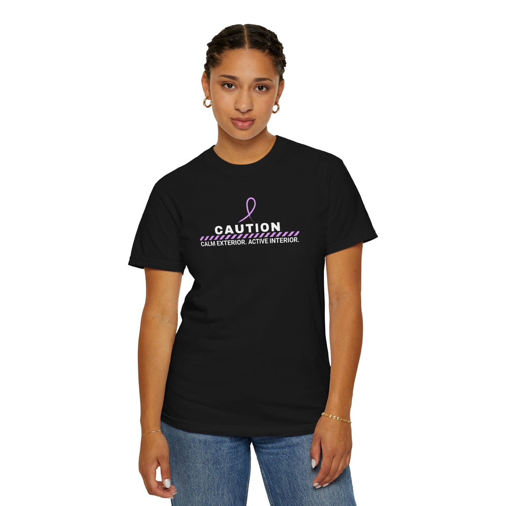 Caution: Calm Exterior. Active Interior. – Epilepsy Awareness T-Shirt - Clothing, Unisex, T-Shirts - EpiAl's Shop