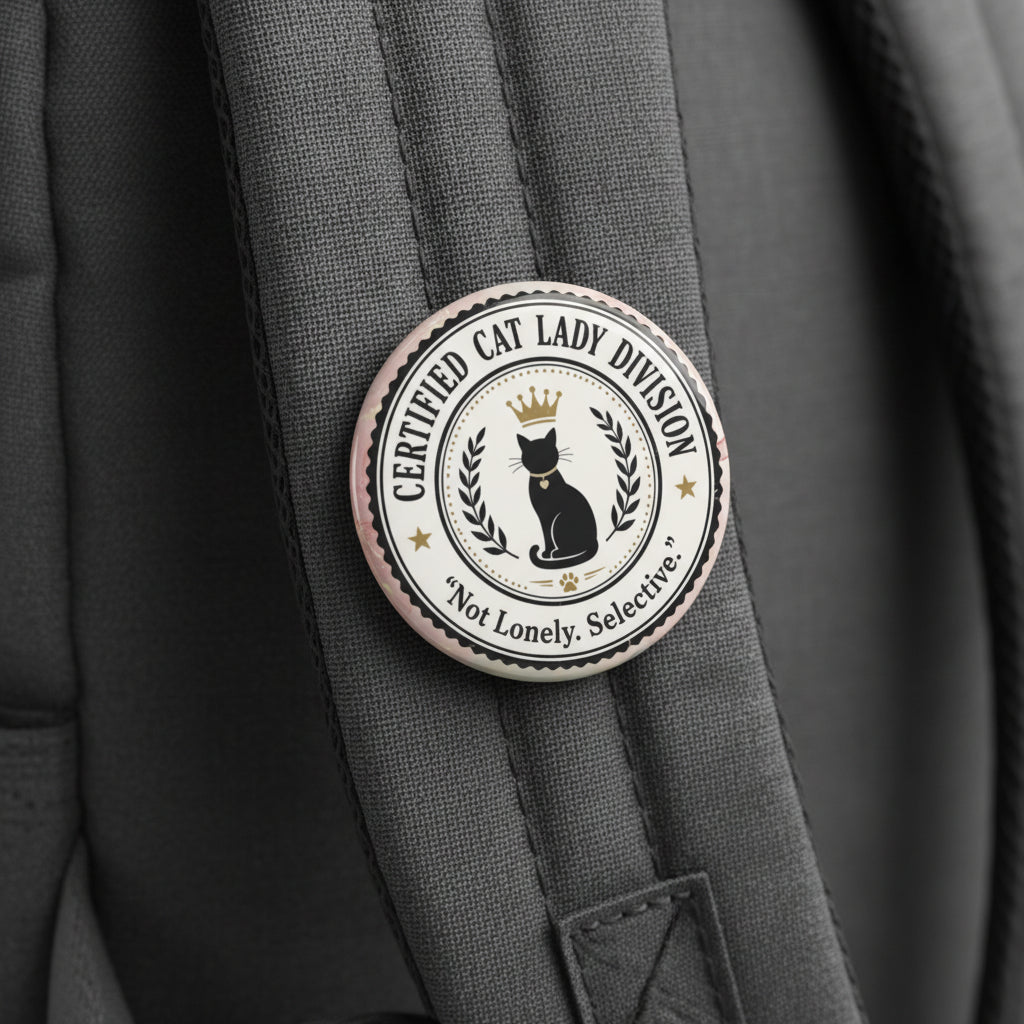 Certified Cat Lady Division Pin Button | “Not Lonely. Selective.” - Buttons, Pinback - EpiAl's Shop