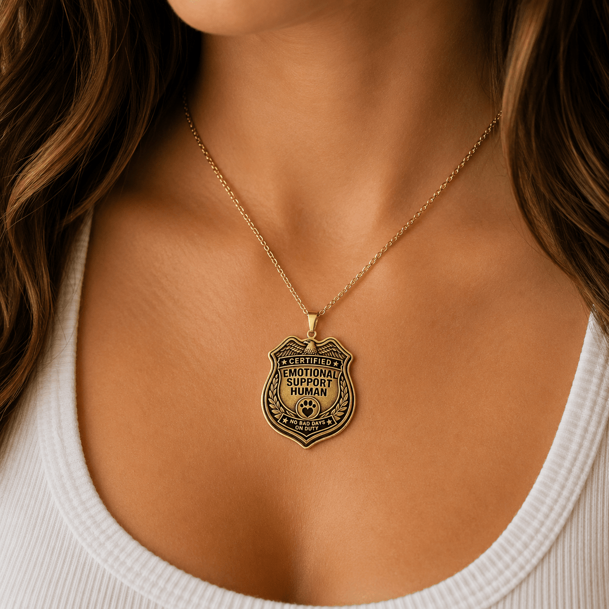 Certified Emotional Support Human Badge Necklace | Faux Official Pendant - Jewelry, Necklaces - EpiAl's Shop