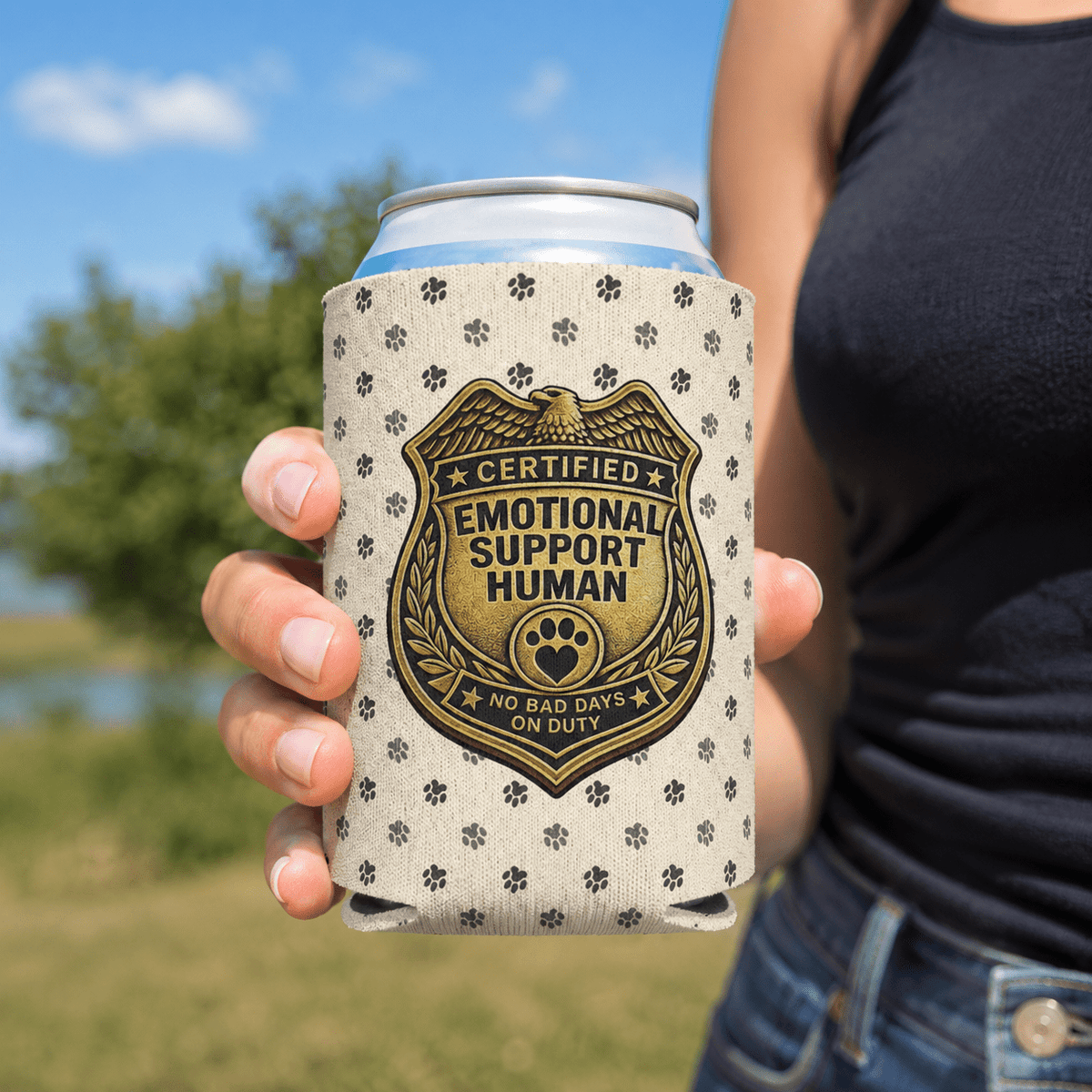 Certified Emotional Support Human Can Cooler | Funny Cat Lover Koozie - Koozies, Can & Bottle - EpiAl's Shop