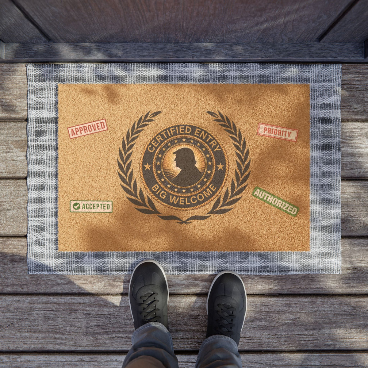 Certified Entry: Big Welcome Political Parody Doormat - Decor, Rugs, Outdoor - EpiAl's Shop