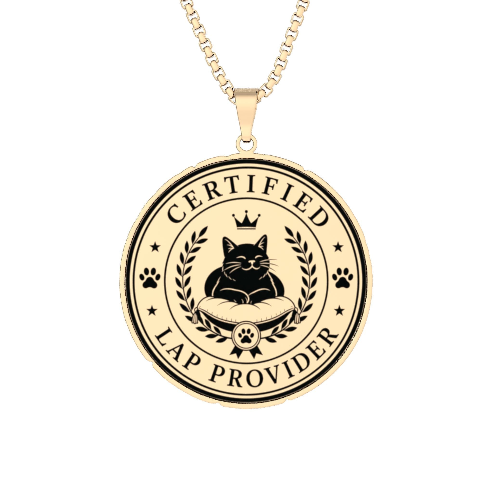 Certified Lap Provider Cat Pendant Necklace | Engraved Cat Lover Medallion Necklace - Jewelry, Necklaces - EpiAl's Shop