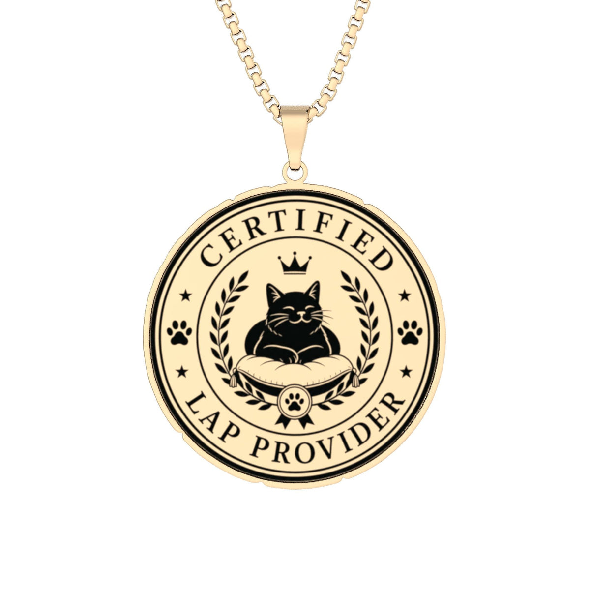 Certified Lap Provider Cat Pendant Necklace | Engraved Cat Lover Medallion Necklace - Jewelry, Necklaces - EpiAl's Shop