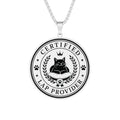 Certified Lap Provider Cat Pendant Necklace | Engraved Cat Lover Medallion Necklace - Jewelry, Necklaces - EpiAl's Shop