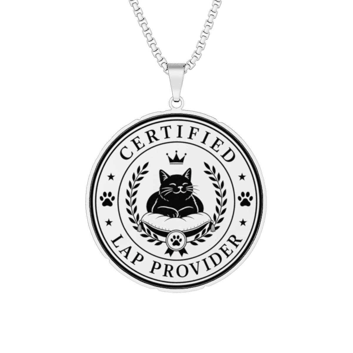 Certified Lap Provider Cat Pendant Necklace | Engraved Cat Lover Medallion Necklace - Jewelry, Necklaces - EpiAl's Shop