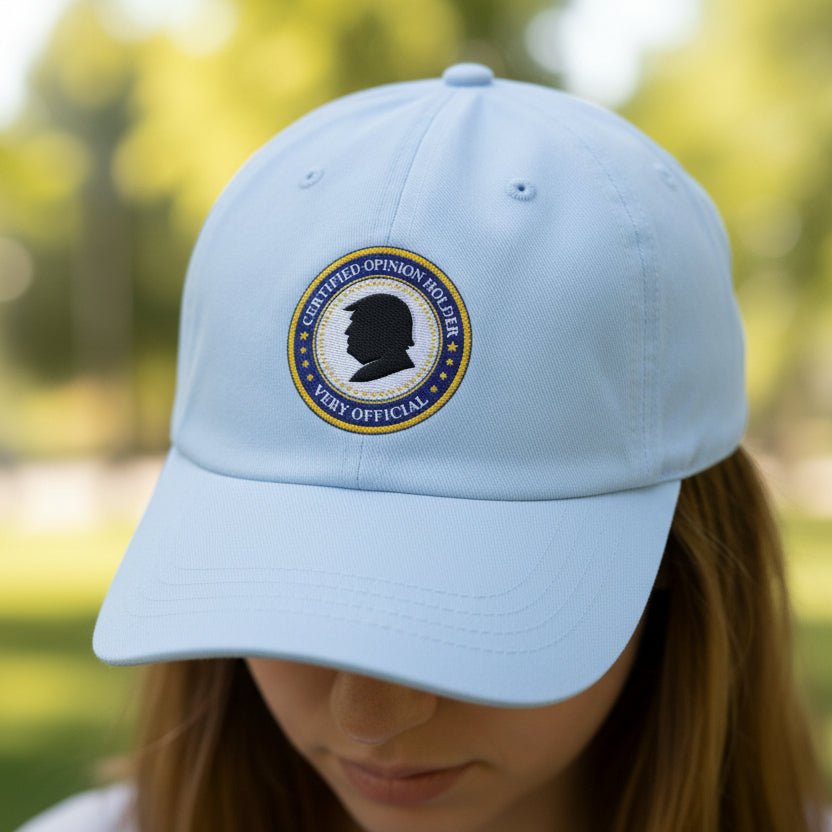 Certified Opinion Holder Dad Hat – Very Official Political Parody - Hats, Baseball & Trucker - EpiAl's Shop