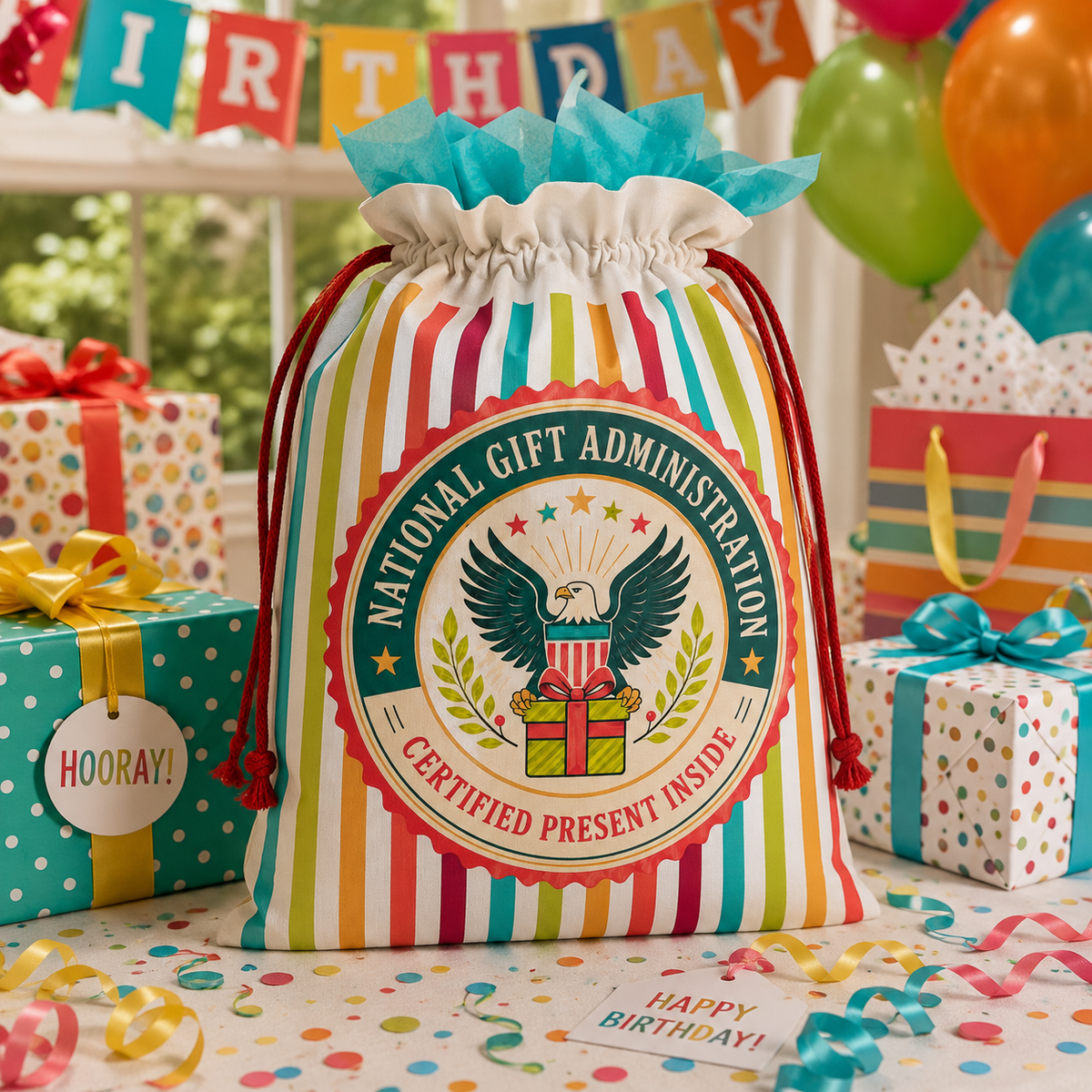 Certified Present Inside Drawstring Gift Bag Certified Present Inside Reusable Gift Sack - Gift Wrap, Bags - EpiAl's Shop