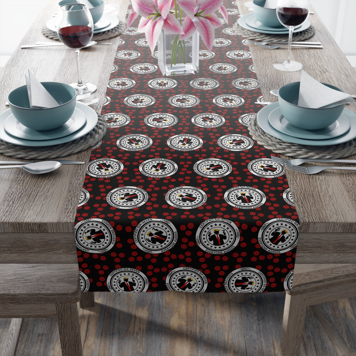 Certified Six Seven Table Runner – Political Parody Medallion Table Decor - Decor, Home, Tablecloths & Runners - EpiAl's Shop