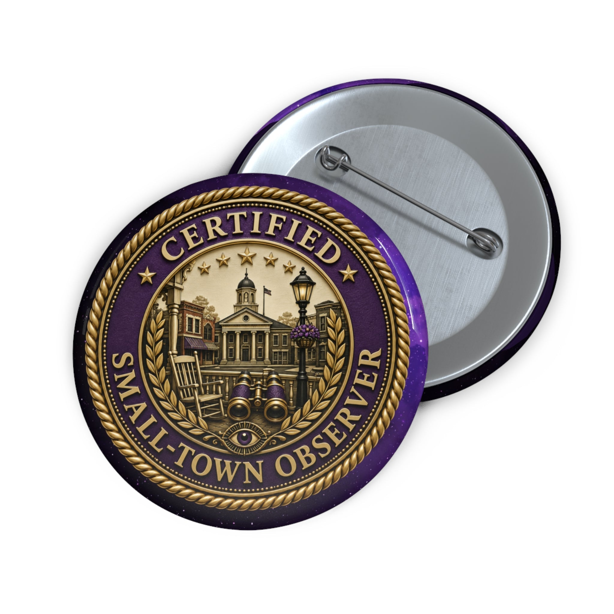 Certified Small-Town Observer Pinback Button - Buttons, Pinback - EpiAl's Shop