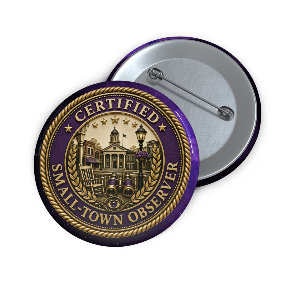Certified Small-Town Observer Pinback Button - Buttons, Pinback - EpiAl's Shop