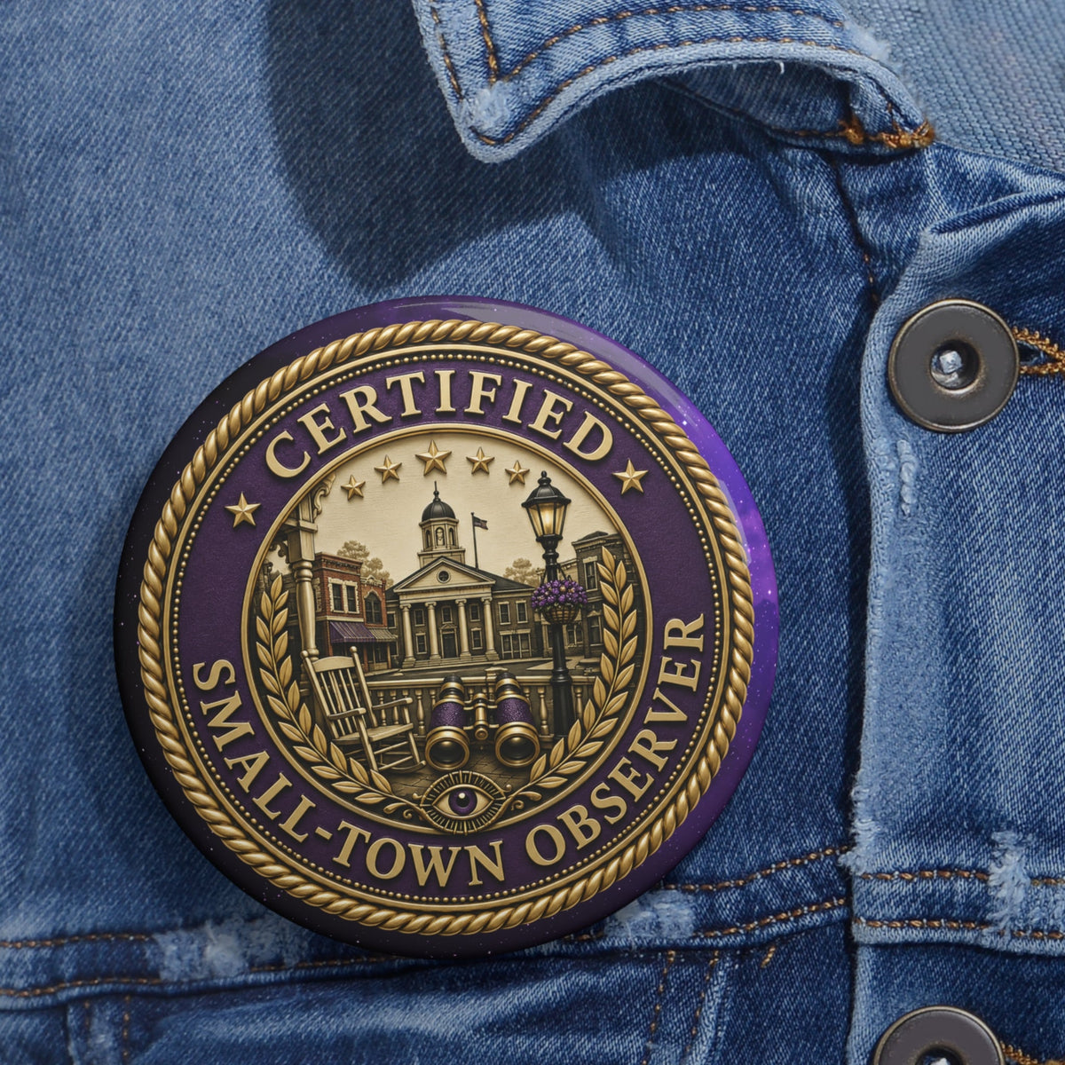 Certified Small-Town Observer Pinback Button - Buttons, Pinback - EpiAl's Shop