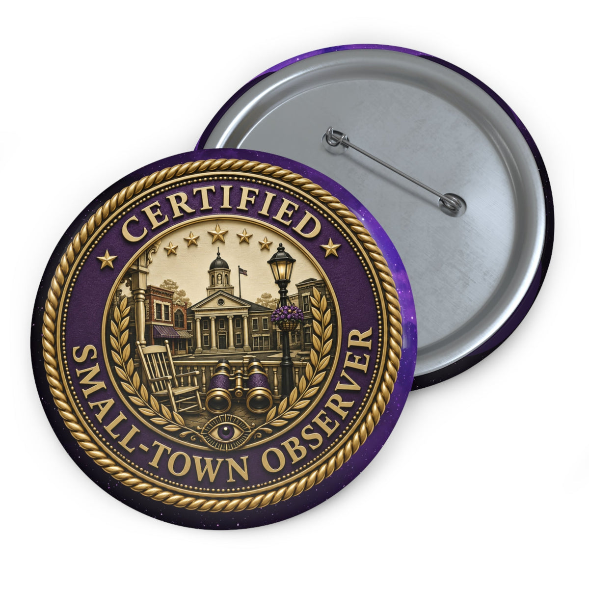 Certified Small-Town Observer Pinback Button - Buttons, Pinback - EpiAl's Shop
