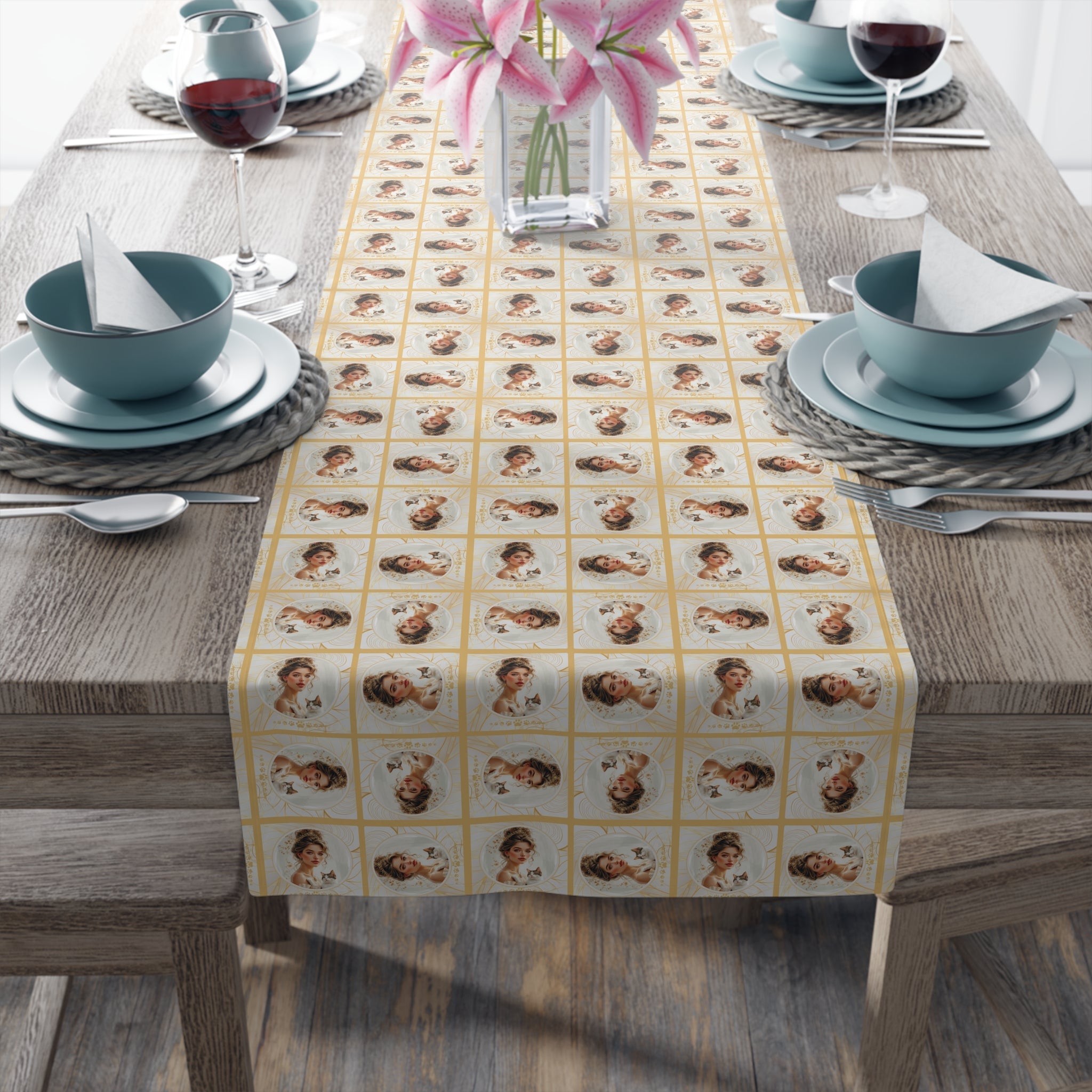 Charming Golden Cat Lady Table Runner - Decor, Dining, Table Decor - EpiAl's Shop