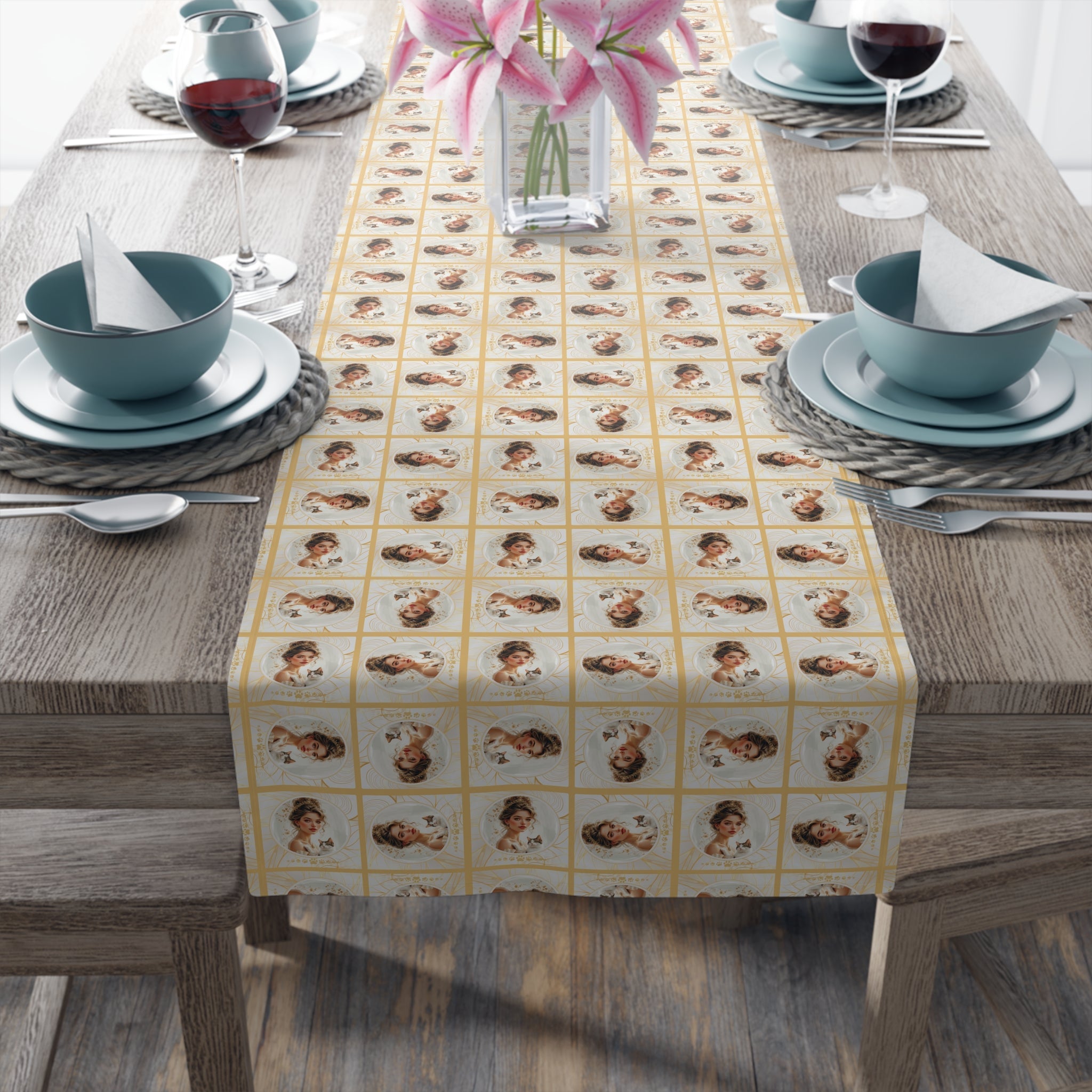 Charming Golden Cat Lady Table Runner - Decor, Dining, Table Decor - EpiAl's Shop