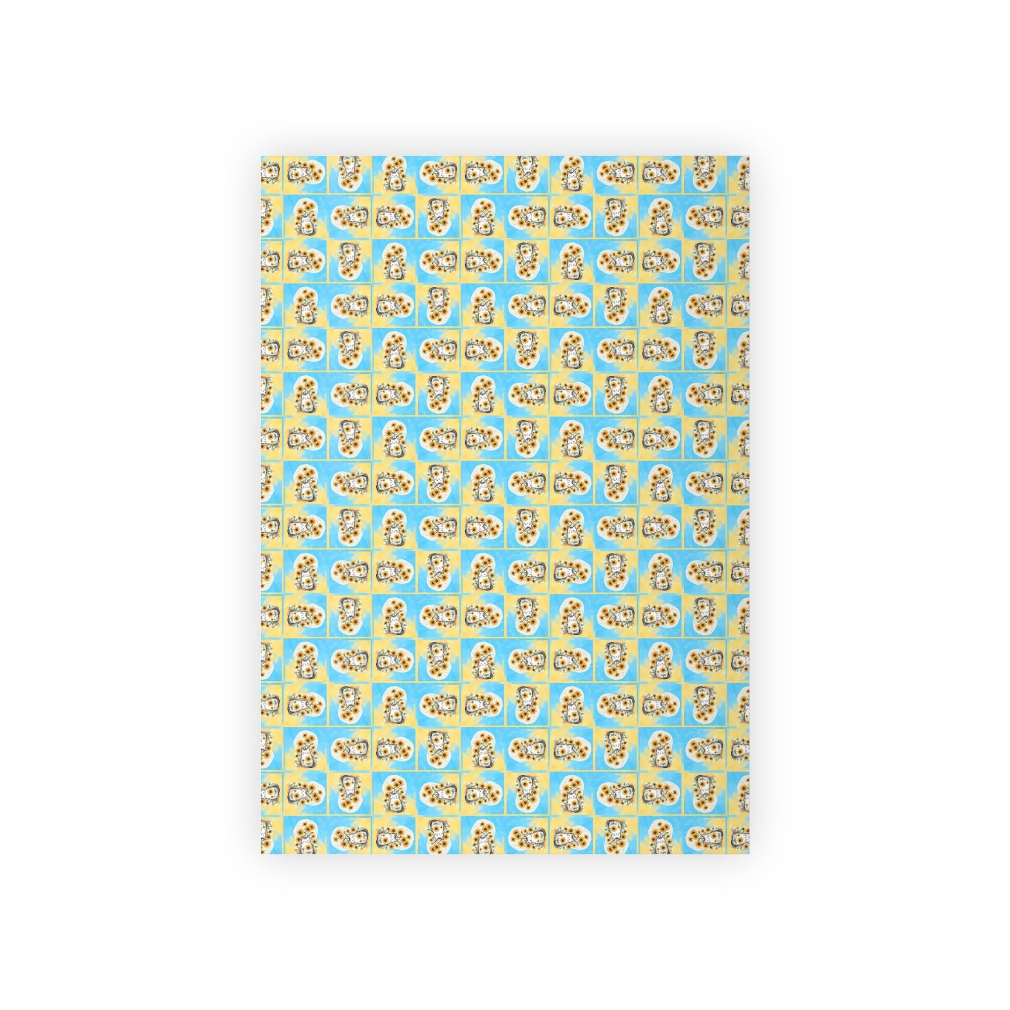 Cheerful Sunflower Kitty Gift Wrapping Paper Roll - Paper Products, Gift Wrapping Paper - EpiAl's Shop