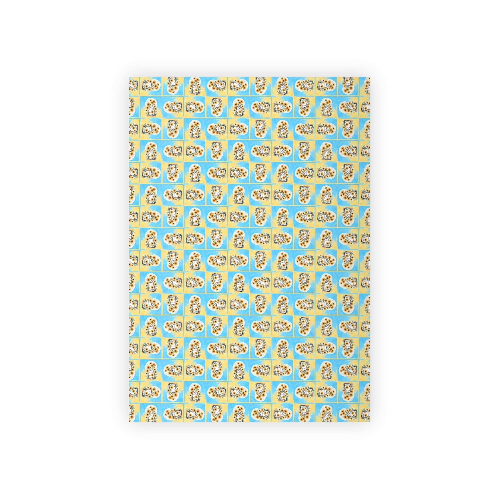 Cheerful Sunflower Kitty Gift Wrapping Paper Roll - Paper Products, Gift Wrapping Paper - EpiAl's Shop