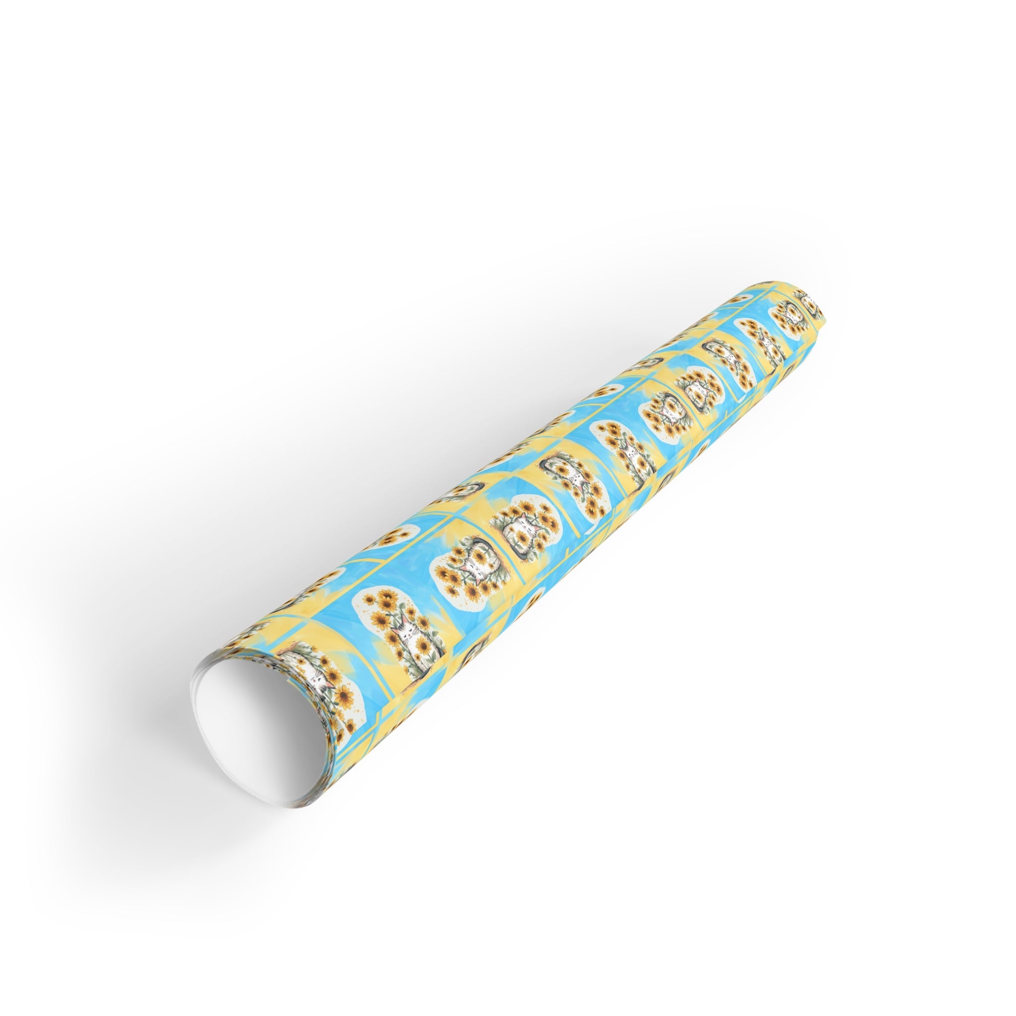 Cheerful Sunflower Kitty Gift Wrapping Paper Roll - Paper Products, Gift Wrapping Paper - EpiAl's Shop