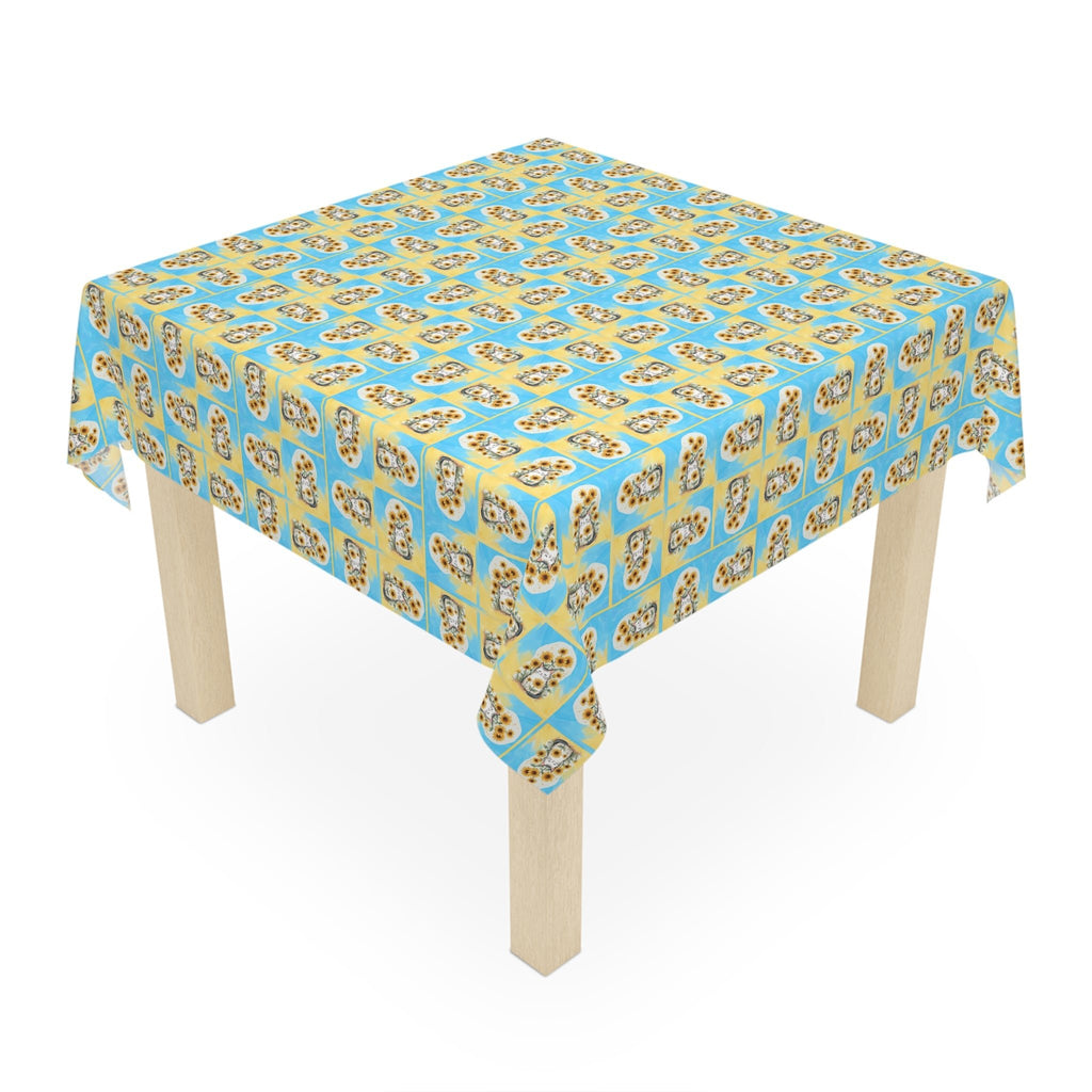 Cheerful Sunflower Kitty Tablecloth for Dining - Decor, Dining, Table Decor - EpiAl's Shop