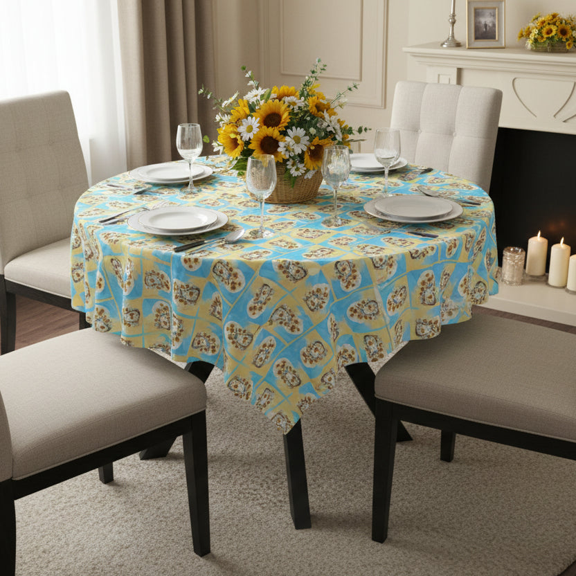 Cheerful Sunflower Kitty Tablecloth for Dining - Decor, Dining, Table Decor - EpiAl's Shop