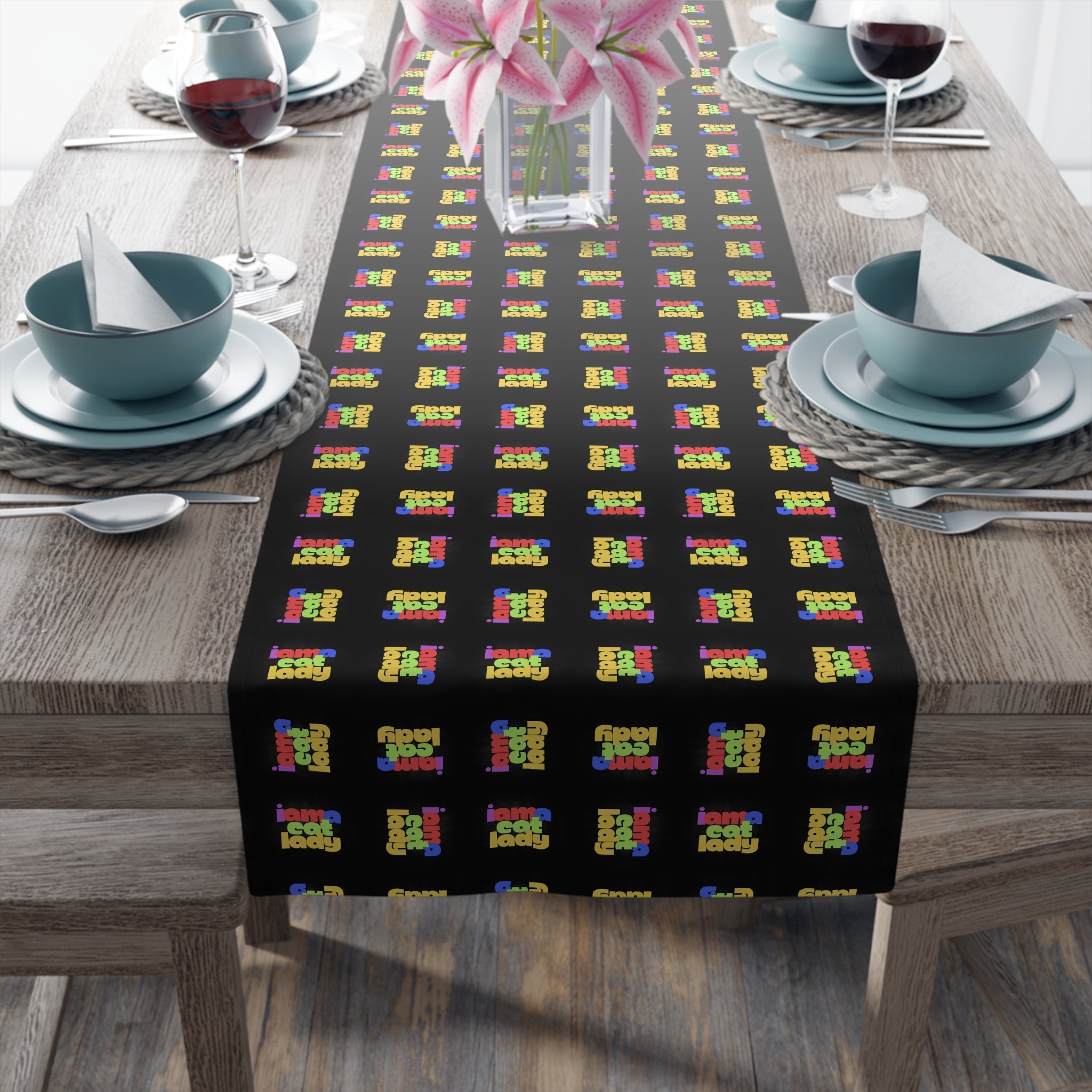 Chic Cat Lady Cotton Table Runner - Decor, Dining, Table Decor - EpiAl's Shop