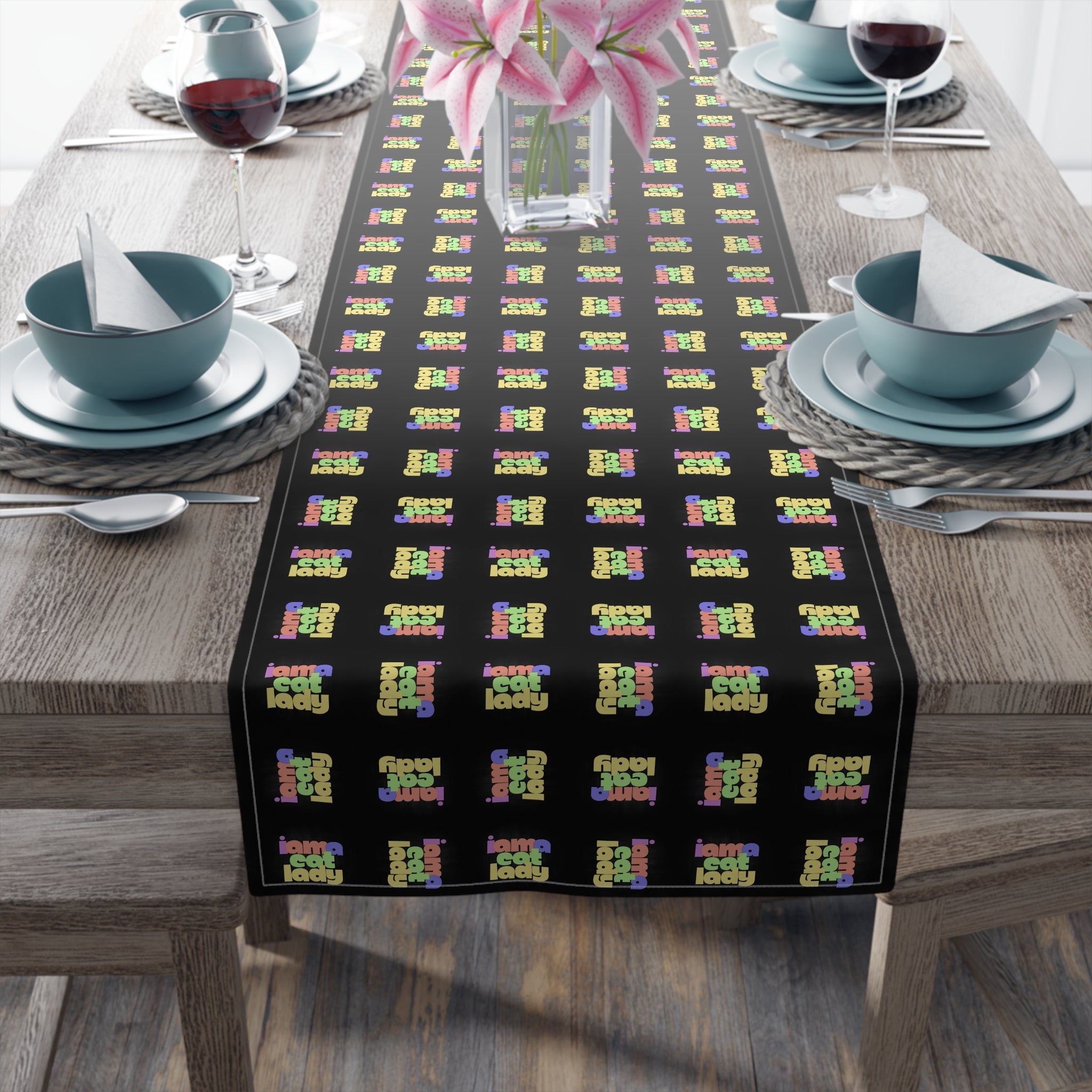 Chic Cat Lady Cotton Table Runner - Decor, Dining, Table Decor - EpiAl's Shop