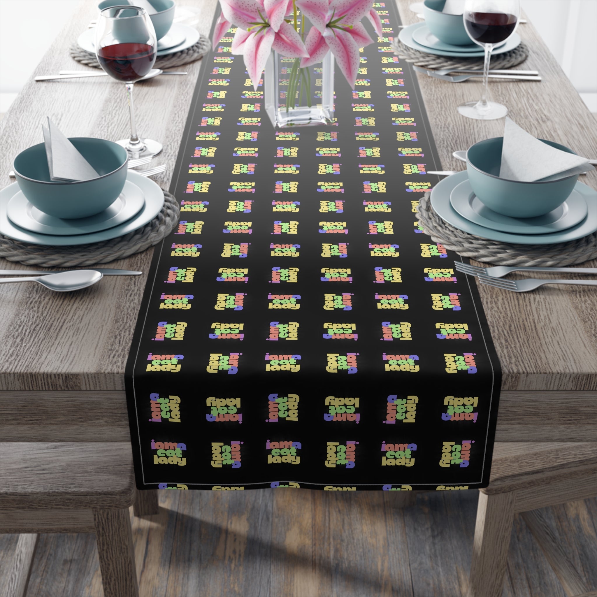 Chic Cat Lady Cotton Table Runner - Decor, Dining, Table Decor - EpiAl's Shop