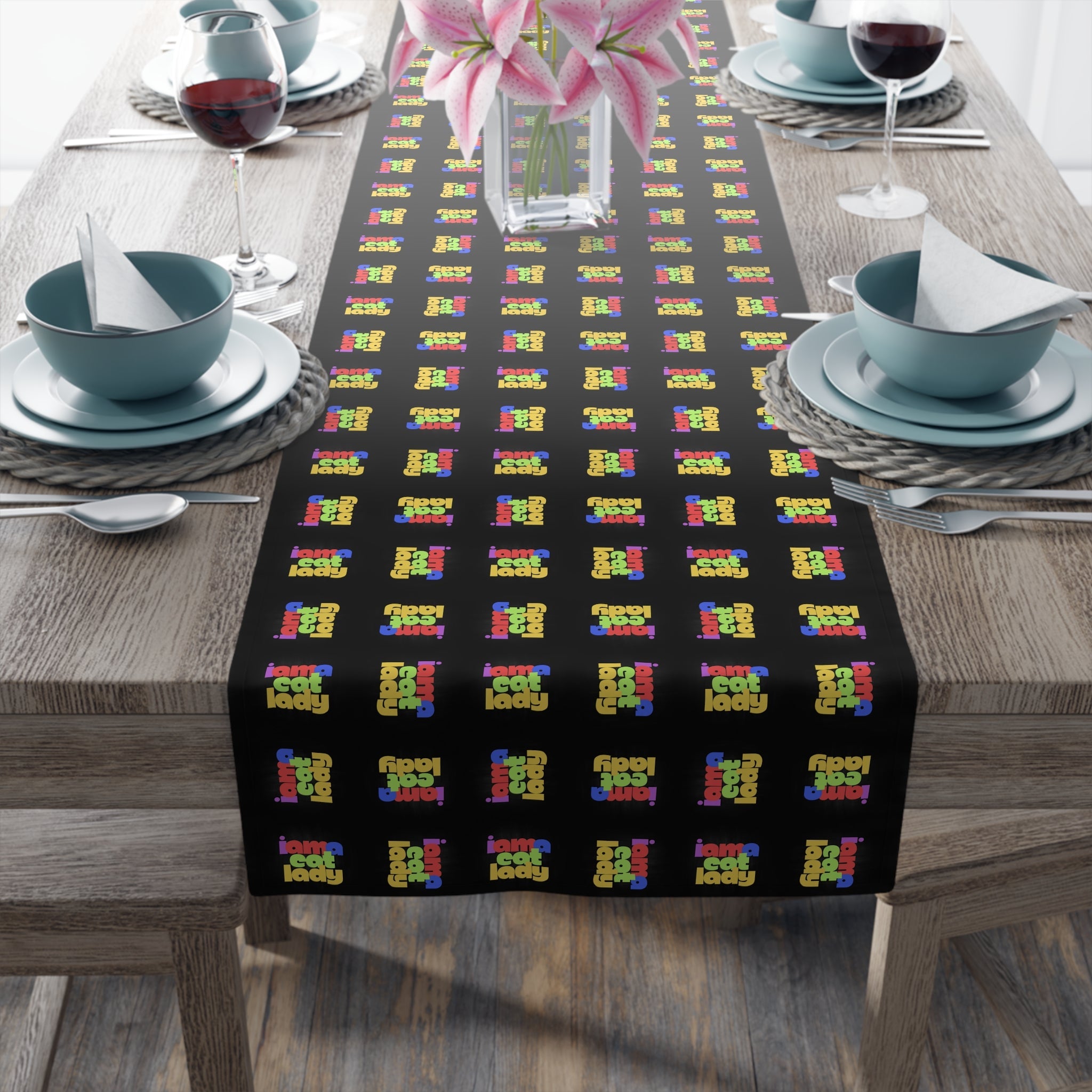 Chic Cat Lady Cotton Table Runner - Decor, Dining, Table Decor - EpiAl's Shop